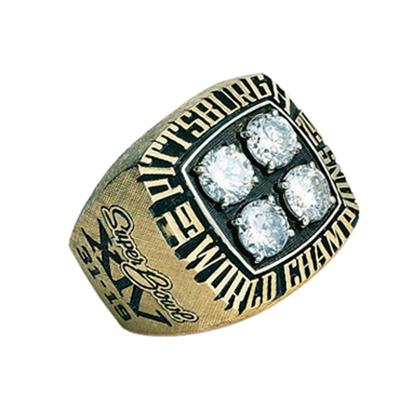 China Nickel And Lead Free Gold Plated Four Gemstones Custom Letter Engraved Championship Rings for sale