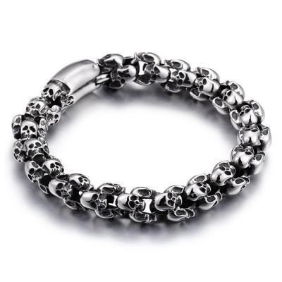 China Nickel And Lead Free Custom Engraved Cheap 925 Sterling Silver Skull Bracelet for sale