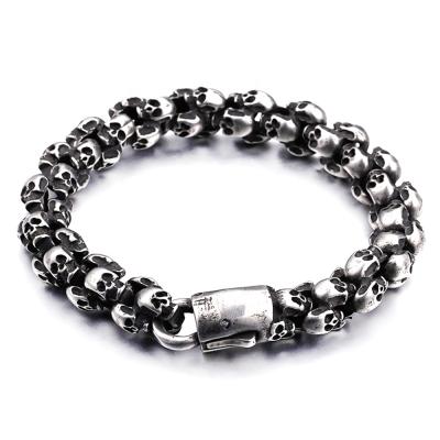 China Nickel And Lead Free Cheap Custom Engraved Stainless Steel Silver Or Black Bangle Skull for sale