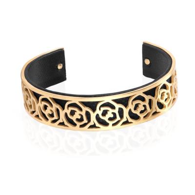 China FASHIONABLE Manufacturer Direct Wholesale of Plum Flower Pattern Leather Hard Bracelet for sale