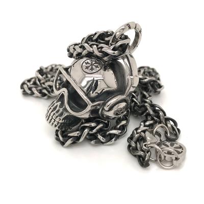 China Mens Punk Skeleton Necklace Stainless Steel, Skull Cuban Link Stainless Steel Necklace Chain Custom for sale