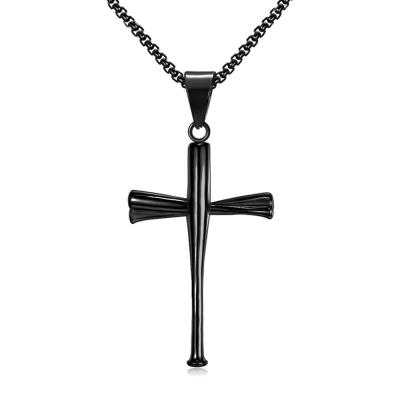 China Nickel And Lead Free Black Cross Pendant Men , Baseball Cross Pendant Stainless Steel for sale