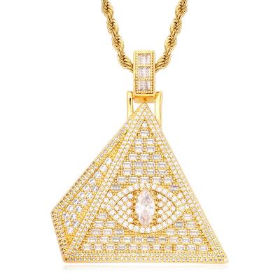 China Nickel And Lead Free High End Euramerican Hip Hop Zircon Triangle Pyramid Pendant for sale