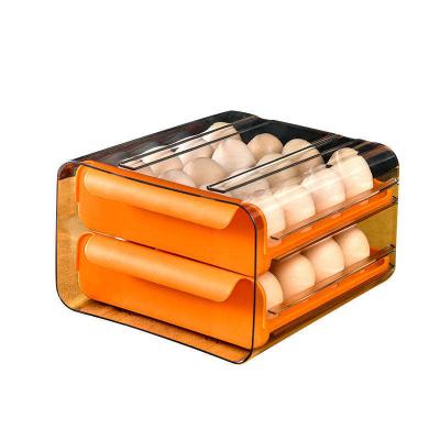 China Kitchen Double Layer Egg Tray Organizer Detachable Plastic Storage Box for sale