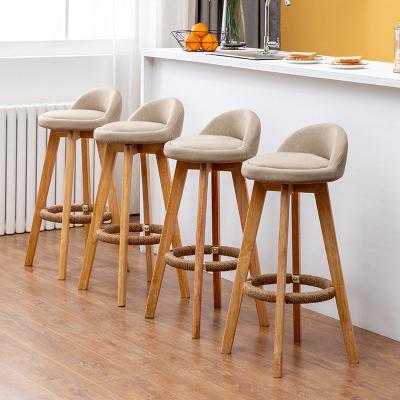 China Wholesale Easy Clean Homemade Wooden Bar Stools Fast Food Wooden Umpire Chair Kitchen Bar Chair With Braided Footrest for sale