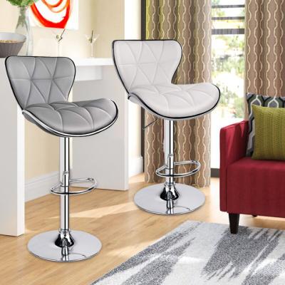 China 360 Degree Rotating Custom Leather Metal Bar Chair Chrome Butterfly Swivel Adjustable Bar Chairs for sale