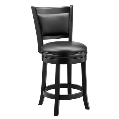 China 360 Degree Rotating Wholesale Hot Selling Cheap Good Quality Nordic Swivel Retro Leather Black Rotating Bar Stools With Backrest for sale