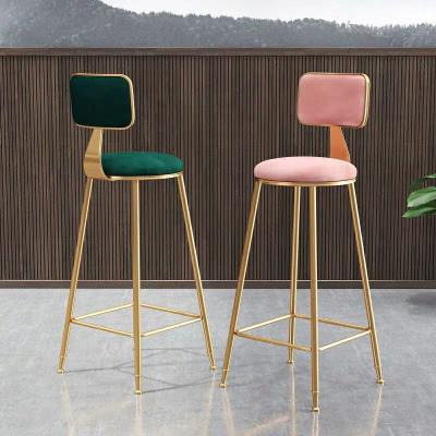 China Various Factory Manufacture Modern Tall Velvet Gold Tufted Bar Stools Luxury Metal Easy Clean Frame With Backrest for sale