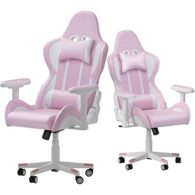 China Hot Selling Pink Good Quality Ergonomic Rotating Gaming Chair Ergonomic Cheap Game Chairs Leather 180 Degrees for sale