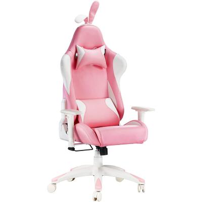 China Promotional good quality cute bunny ears pink female gaming swivel chair kawaii game chair for sale