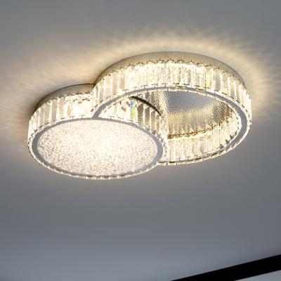 China Outdoor Mounted Modern Crystal LED Chandeliers Lighting Modern Chrome Stainless Steel Ceiling Lamps For Living Room for sale