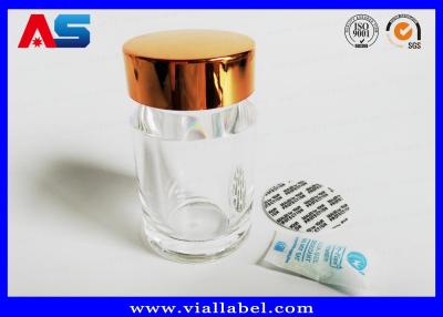 China Transparent Acrylic Plastic Pill Bottles With Gold Caps  , Empty Tablet Bottles small plastic pill containers for sale