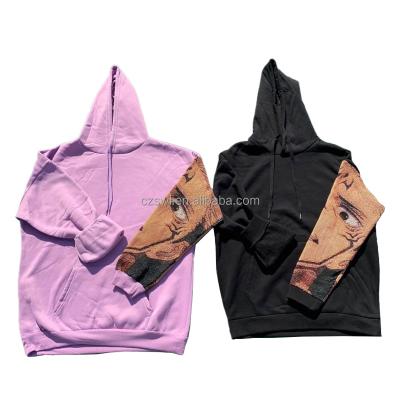 China Streetwear Custom Tapestri Pullover Men Anti-Wrinkle Tapestry Hoodi Woven Sweatshirts Oversized Woven Cover Up Hoodie for sale