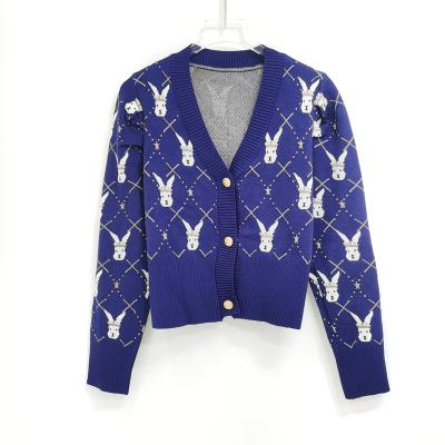 China 2021 New Design Anti-wrinkle Slim Knitted Cardigan Cartoon Sweater Coat for sale