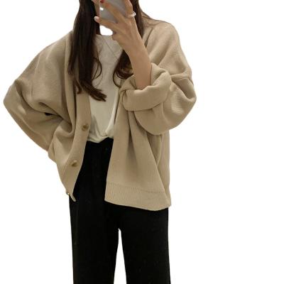 China 2021 New Winter Female Style Anti-wrinkle Coat Cardigan Sweater Loose Knitting Solid Coat for sale