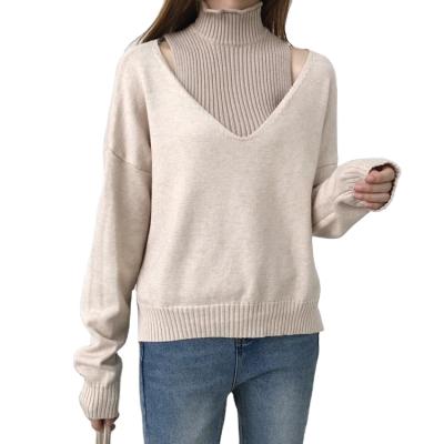 China 2021 Spring Autumn New Arrival Women Pullover Long Sleeve Two Piece Knitted Sweater Anti-Wrinkle for sale