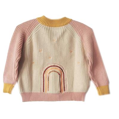 China Autumn Winter Boys Girls Rainbow anti-shrink cute knit embroidery cardigan Outwear seaters for sale