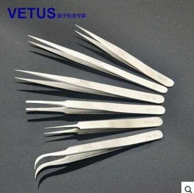 China TS-10 TS-11 TS-12 TS-13 TS-14 TS-15 VETUS Tweezers High Elasticity Stainless Steel Elbow Tweezers Beauty Manicure Tweezers TS Series for sale