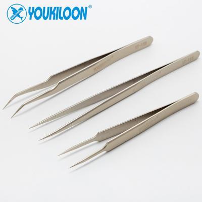 China Factory youkiloonST11B 14B 15BSeries long straight narrow mouth elbow stainless steel tweezers static free for sale