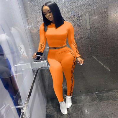 China Wholesale Breathable Solid Long Sleeve Crop Top And Casual Pants Women Outfits Womens Yoga Set Bodycon Women Jogging Suits Plus Size for sale