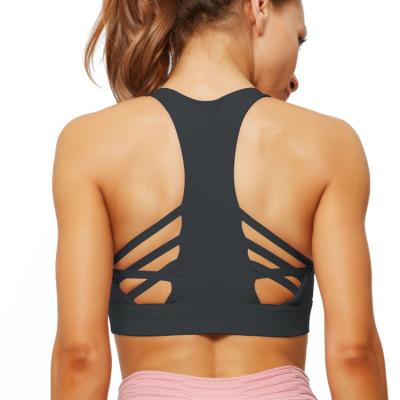 China Amazon Selling Hot Breathable Women Workout Strappy Hot Wireless Running Sexy Padded Sports Bras Women for sale