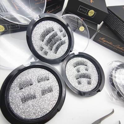 China Natural vegan 3d magnetic eyeliner eyelashes set 3d faux mink magnetic eyelashes with eyeliner for sale