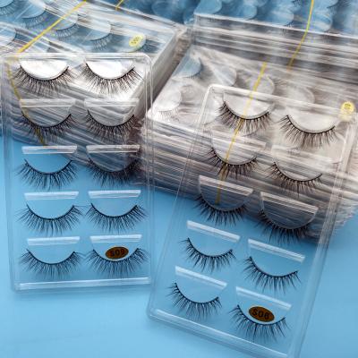 China No Animal Products Used 5 Pairs PBT Synthetic Fiber False Eyelashes Korean Silk Eyelashes 3D Strip Lashes Full Lashes for sale