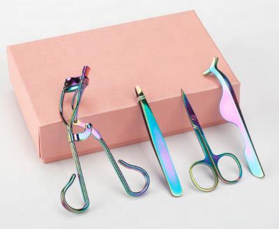 China Best Selling Beauty Tools False Eyelash Curler Wick Applicator Tweezers Eyelash Scissor Wick Tools for sale