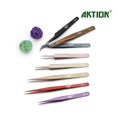 China 302 Stainless Steel Fine Tip Mirror Eyebrow Tweezers Polish Beauty Tweezers SC Series for sale