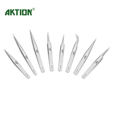 China 201 Professional Stainless Steel Precision Watchmakers Tweezers Headed Straight AK-12 for sale