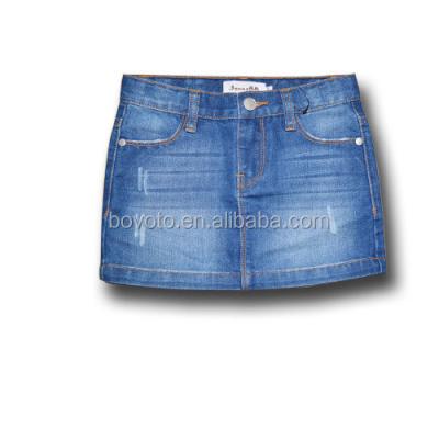 China Anti-wrinkle Baby Denim Skirts Korean Light Blue Plain Ultra Short Mini Jeans Skirt for sale