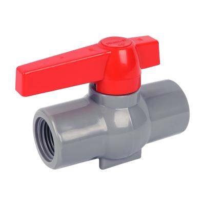 China General Vietnam PVC Plastic Red Long Handle Gray Compact Ball Valve With Plug And Wire Ends for sale