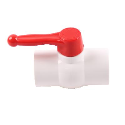 China General Vietnam PVC Plastic Red Long Handle White Compact Ball Valve With Plug And Wire Ends for sale