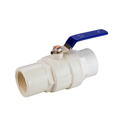 China 1 1/2 Inch General Plastic PVC 2 Pieces Two Pieces Ball Valve With Stainless Steel Handle for sale