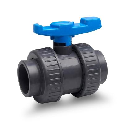 China General Popular PVC Double Ball Valve DN100 DN32 Ball Valve With High Quality for sale