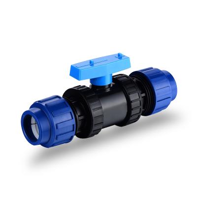 China General Double Union Ball Valve PP Compression Fittings for sale