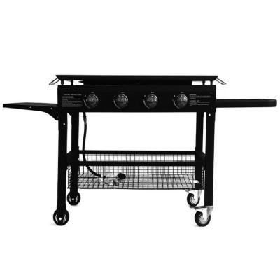 China Grill de gas para cocinar de acero fundido esmaltado para restaurante Grado 4 quemador BBQ de tapa plana en venta