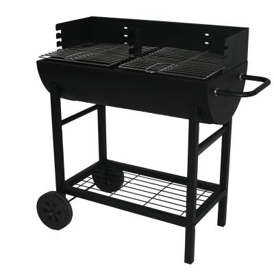 China Grill de meio tambor barril de aço piquenique acampamento jardim pátio fumador carvão Grill de pacotes tamanho 88.5 * 49 * 25 cm à venda