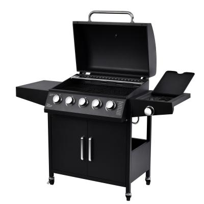 China Fácil de ensamblar 5 1 quemadores para exteriores Grill de barbacoa portátil fumador Grill de gas de barbacoa para acampar en venta