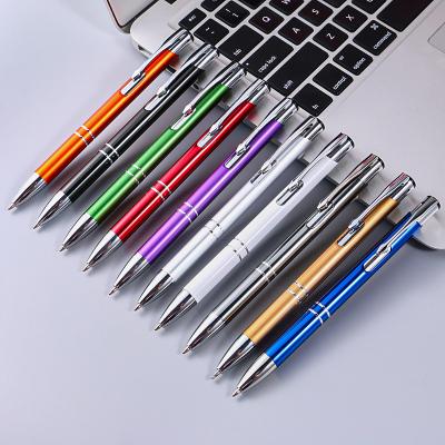 China Office & School Pen Factory Supplier Cheap bulk wholesale multi color  Aluminum barrel custom ball pen promotion gift pen school writing pen for sale