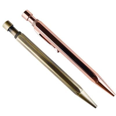 China Promotional Pen luxury sport gift pen Hexagonal design retro solid brass copper pen click ball pens 0.5 mm with custom logo for sale