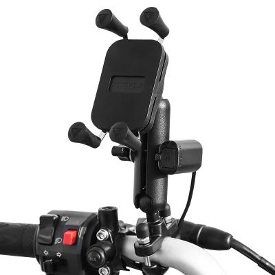 China Adjustable Aluminum Alloy Mobile Phone Holder Bike Motorcycle Usb Mobile Phone Holder Motorcycle Phone Holder Charger for sale