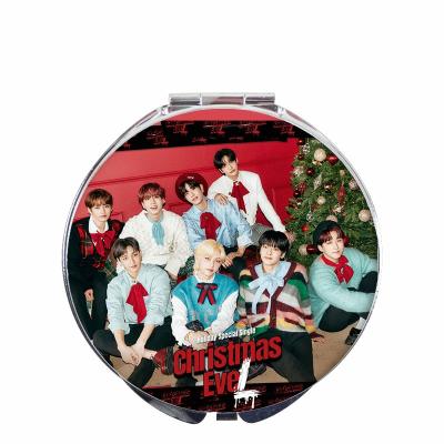 China Christmas Stray Pocket Makeup Mirror Wholesale Kpop Idol Goods Children's Folding Makeup Mirror for sale