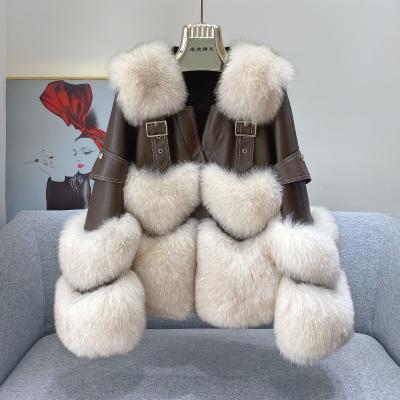 China 2021 Winter Sale Warm Windproof Fur Jacket Real Fox Fur Coat For Women Fur Coat for sale