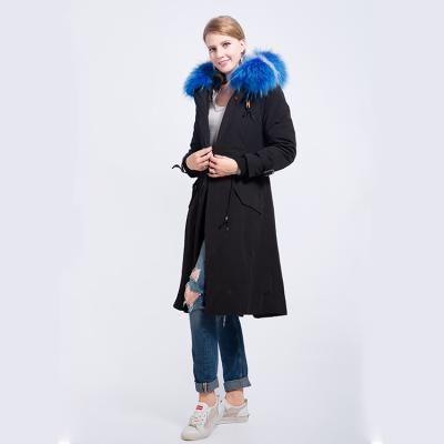 China Big Sale Fur Fashion Real Warm Winter Anti-Shrink Real Link Hat Collar Women's Fur Jackets Parka Coats for sale