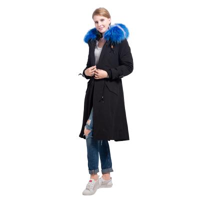 China Fashion anti-shrink warm parka winter leather coats with fur collar woman hooded fur coat for sale