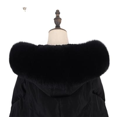 China Real Fox Winter Coat Fashion Big Fur Collar Good Quality Women Collar Detachable Fur Overcoat For Jacket for sale