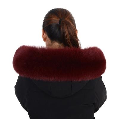 China Custom Made Women's Winter Coat Competitive Price Fox Fur Collar Leather Jacket Single Wool Collar Detachable Fox Fur Collars for sale