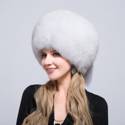 China COMMON Hot Selling Fox Style Knitted Warm Trendy Russian Fluffy Fur Soldier Female Hat for sale