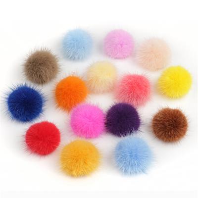 China Fluffy Heavy Density Customized Soft Multicolor Plush Faux Fur Pom Pom Keychain Ball for sale